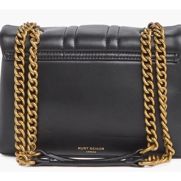 New Kurt Geiger London Black “KENSINGTON”Medium ” 10’ Quilted Leather Shoulder B - Picture 3 of 8